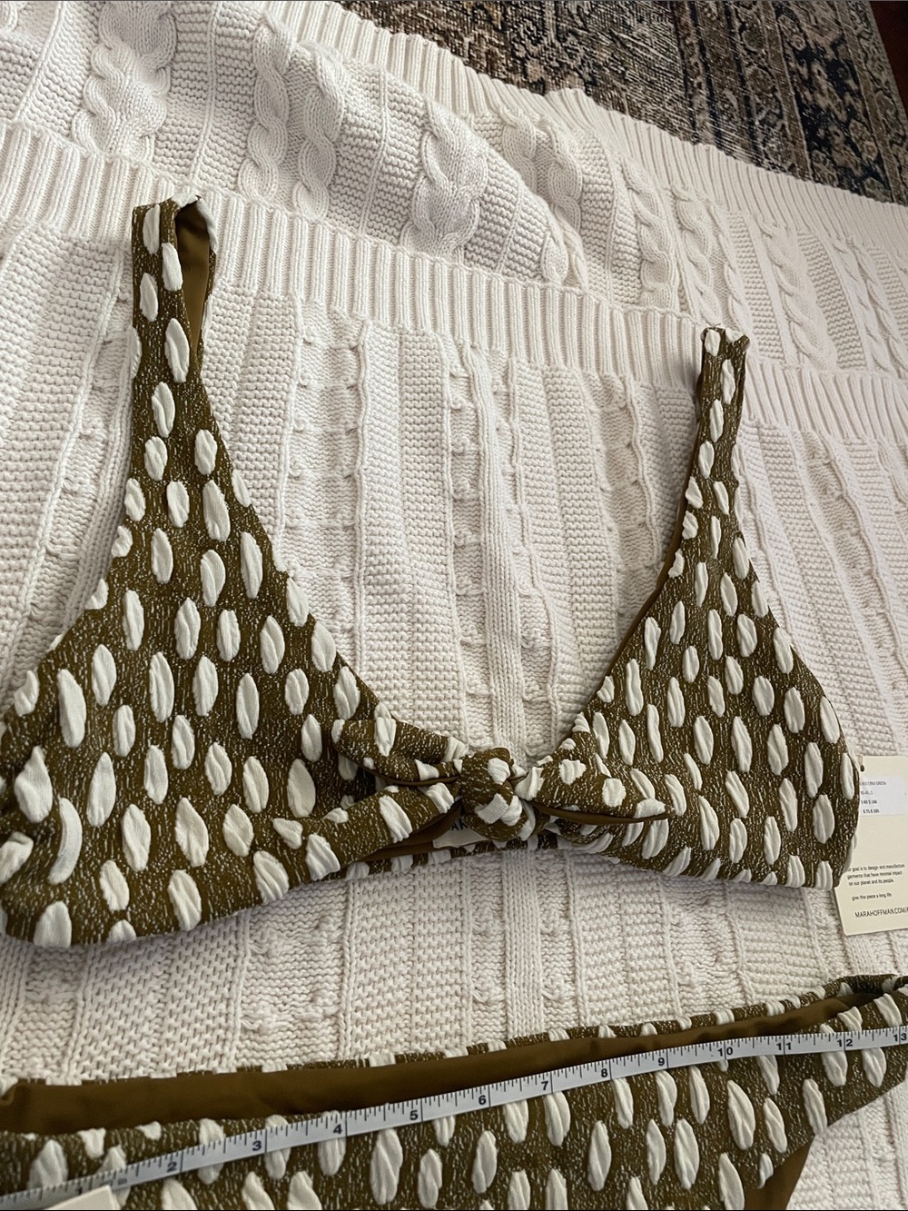 Mara Hoffman Olive & White Textured Knot Bikini - Picture 2 of 6